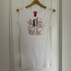 Triple Five Soul Women’s Tunic Short Sleeve T Shirt White Size M NWT